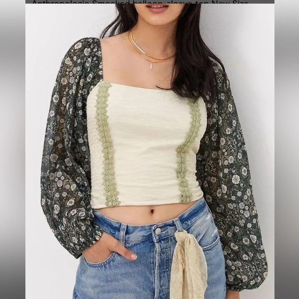 Anthropologie Forever That Girl Moss Shabby Chic Corset Back Shirt Size Medium M